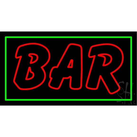 Double Stroke Red Bar Blue Border LED Neon Sign 13 x 24 - inches, Clear Edge Cut Acrylic Backing, with Dimmer - Bright and Premium built indoor LED Neon Sign for Bar decor.