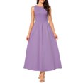 thumbnail image 2 of INSPIRE CHIC Sleeveless Maxi Dress for Women's Patchwork A-Line Crew Neck Stretchy Casual Tank Dress XS Purple, 2 of 6