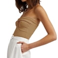thumbnail image 1 of Tops sin tirantes para mujer, Top informal elegante de punto acanalado con nudo torcido en la parte delantera, Top de tubo sin mangas para fiesta de citas, 1 of 8