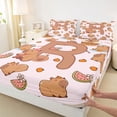 thumbnail image 4 of Erosebridal Cartoon Capybara R Letter Monogrammed Bed Sheets 4pcs For Kids Boys Girls,Cute Animal Funny Food King Sheets,Breathable Home Decor, 4 of 5