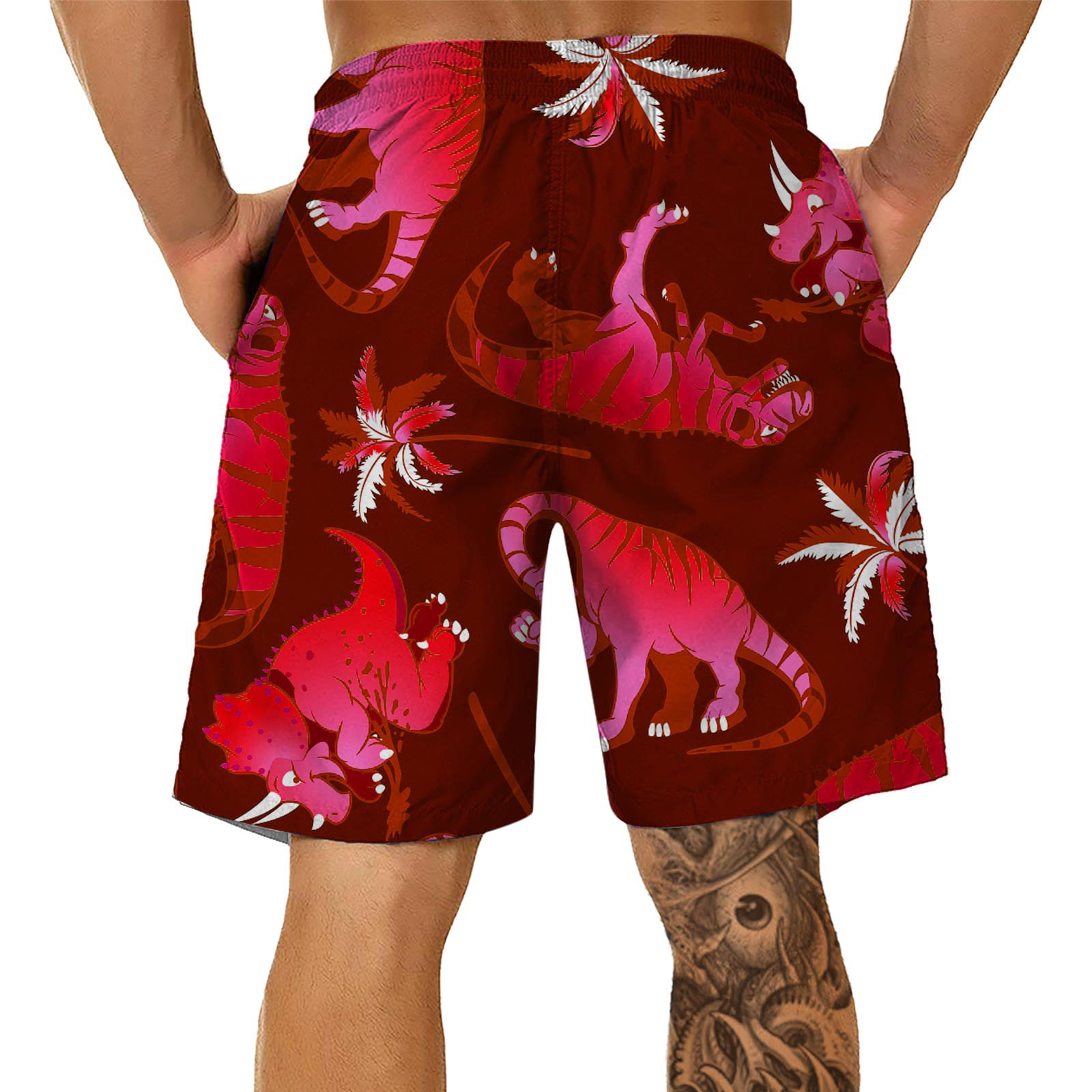 Mens Cartoon Animals Summer Holiday Quick-Drying Swim Trunks Beach Shorts Board Shorts