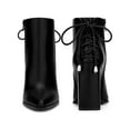 thumbnail image 2 of BLISSFUL STEP Women's Ankle Boots Chunky Heel Pointed Toe Back Lace Up Side Zipper Boots Black 6, 2 of 7