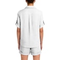 thumbnail image 4 of Short Sets For Women 2 Piece Summer Short Sleeve Shirt and Shorts Fashion Set Vacation Beach Outfits White S, 4 of 7