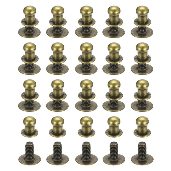 Unique Bargains 5mm Ball Head Stud Rivets Screw Back, 50Pack Round Head Button Nipple Rivet, Bronze Tone