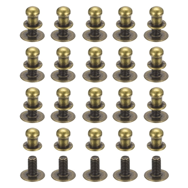 Unique Bargains 5mm Ball Head Stud Rivets Screw Back, 50Pack Round Head Button Nipple Rivet, Bronze Tone