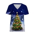 thumbnail image 4 of Lolmot Scrubs for Women Fashion Glitter Xmas Tree 3D Print Short Sleeve Medical Scrub Shirts V-Neck Holiday Workwear Blouse Nursing Uniform with Pockets, 4 of 5