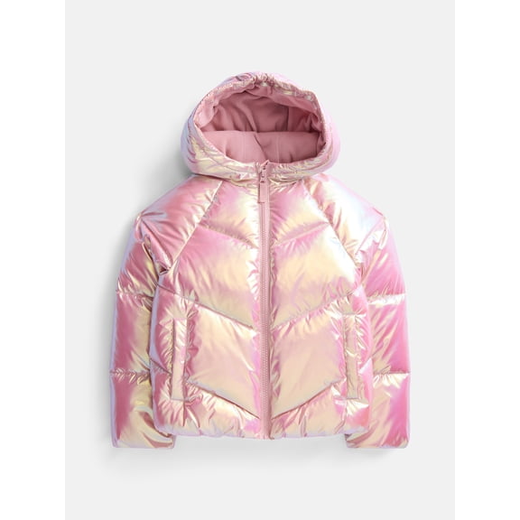 Wonder Nation Girls Heavyweight Puffer Jacket with Hood, Sizes 4-18