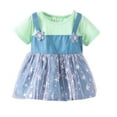 thumbnail image 1 of Besolor Tenues d'Été pour Bébés Filles Robes Mignonnes à Fleurs Col Rond Manches Courtes Robe Trapèze 1-4 Ans, 1 of 3