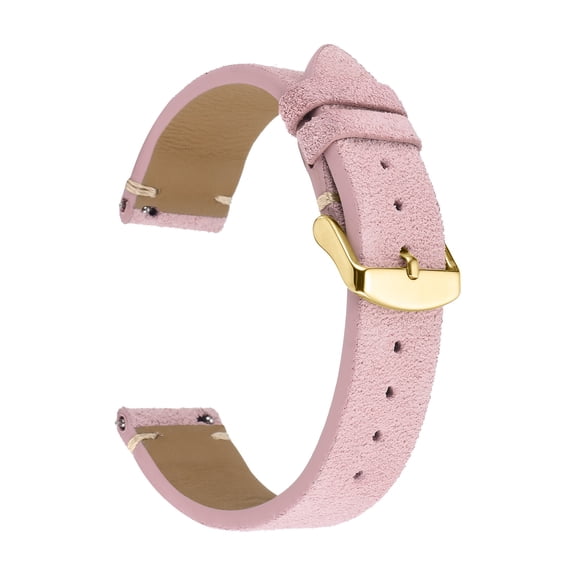 Uxcell Suede Leather Watch Bands Quick Release Watchband 20mm Pink Vintage Watch Strap, Stainless Steel Buckle 75mm 125mm Length Waterproof Calf Leather, for Daily Business Casual Men Women