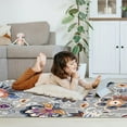 thumbnail image 5 of Floral Area Rug 3x5 Bedroom Rug Non Slip Washable Living Room Rug Soft Low Pile Flowers Carpet for Entryway,Blue, 5 of 6