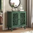 thumbnail image 6 of Spaco Vintage Carved Floral Accent Cabinet, 2-Door Display Sideboard with Adjustable Shelving & Solid Wood Legs for Entryway, Green, 6 of 7