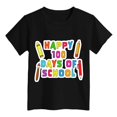 thumbnail image 4 of Big Girls T-Shirts Summer 100 Days Of School Breathable Cartoon Print T Shirt Happy 100Th Day Pullover Top Black Athletic Performance Shirts 12-13T, 4 of 4