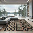 thumbnail image 2 of ODIKA 8'x10' Beige Multi-Color Geometric Design Washable Area Rug Dynamic Patterns with Indigo and Sage Accents for Dining Room, Large Office, Lounge, Non-Slip Chair-Friendly Mat, 2 of 7