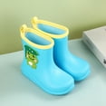 thumbnail image 2 of Hpapadks Toddler Girl Rain Boots Cute Frog Cartoon Rainy Season Water Shoes With Easy On Handles Lightweight Non Slip Blue 15=150, 2 of 4