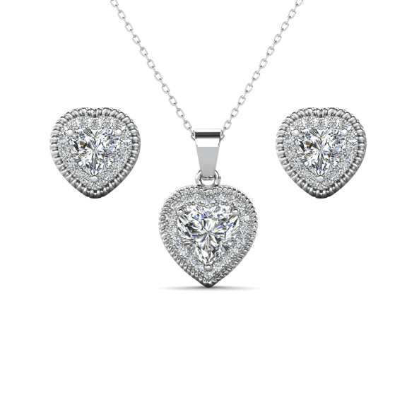 Cate & Chloe Coraline 18k White Gold Plated Jewelry Set with Simulated Diamond Crystals for Women