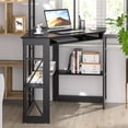 thumbnail image 4 of VECELO Corner Computer Desk with Charging Station, 90 Degree Triangle Writing Study Table with Keyboard & Storage Shelves for Small Space, Black, 4 of 11