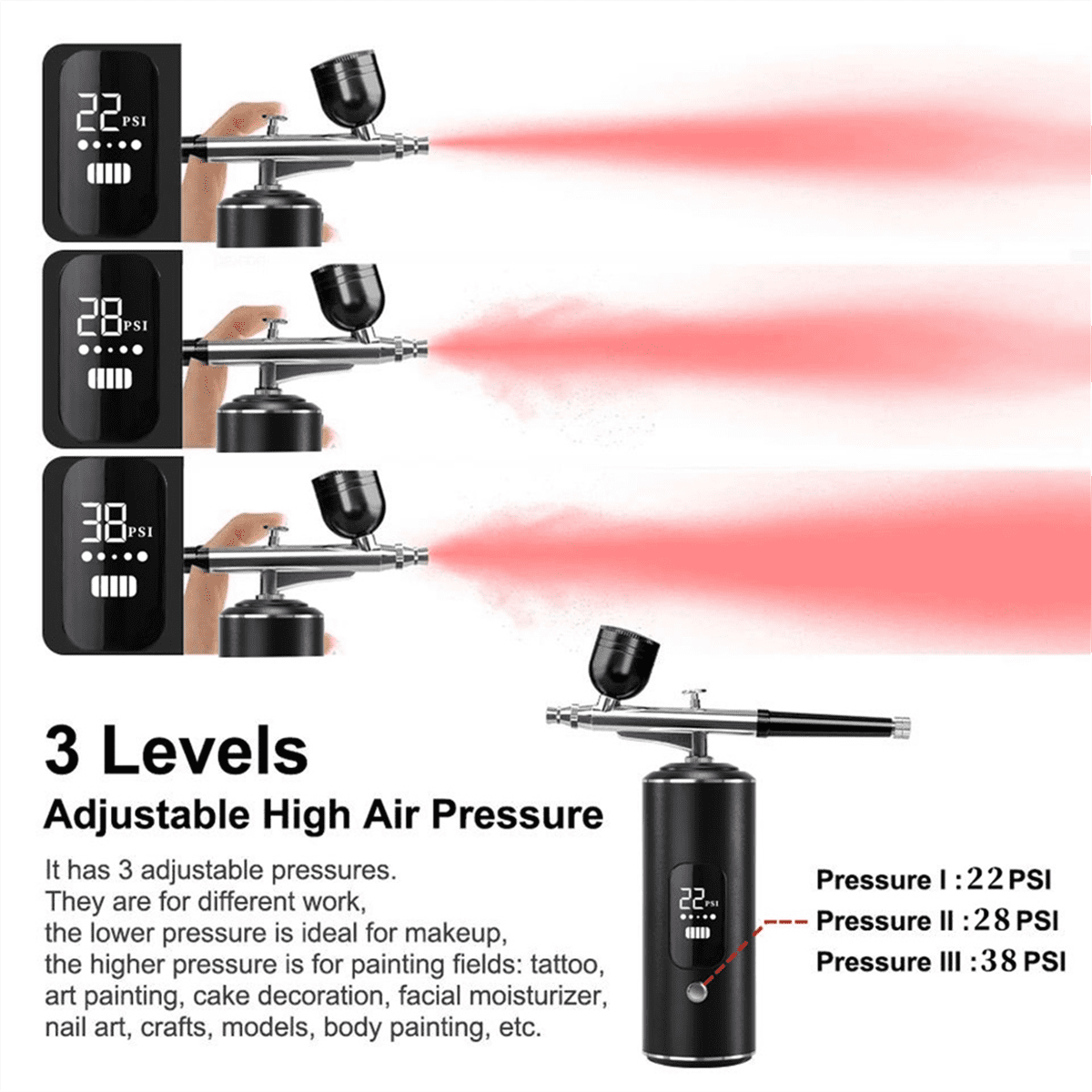 Digital Air Brush with Compressor Portable Air Brush Crafts Air Brush Art Painting Compressor Airbrush Pen Airbr Black