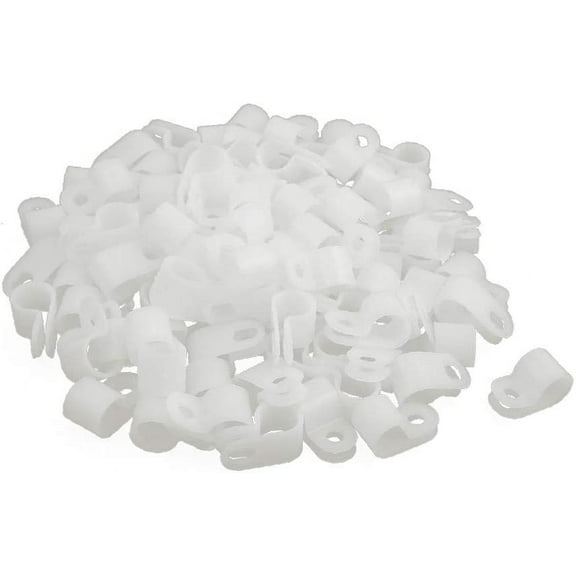 100Pcs creamy-white Nylon R-Type Cable Clamp for 3/8" Dia Wire Hose Tube(Fascetta cavo in nylon R-Type 100Pcs bianco sporco per tubo flessibile a filo Dia da 3/8' '