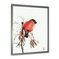 thumbnail image 2 of Designart 'Red Bullfinch Bird Sitting On A Branch' Traditional Framed Art Print, 2 of 4