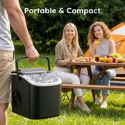 Simzlife 26 lbs/24H Countertop Ice Maker Machine, 9 Bullet-Shaped Ice in 6 Min, Auto-Cleaning Portable Ice Maker for Kitchen, Home, Office, RV, Black