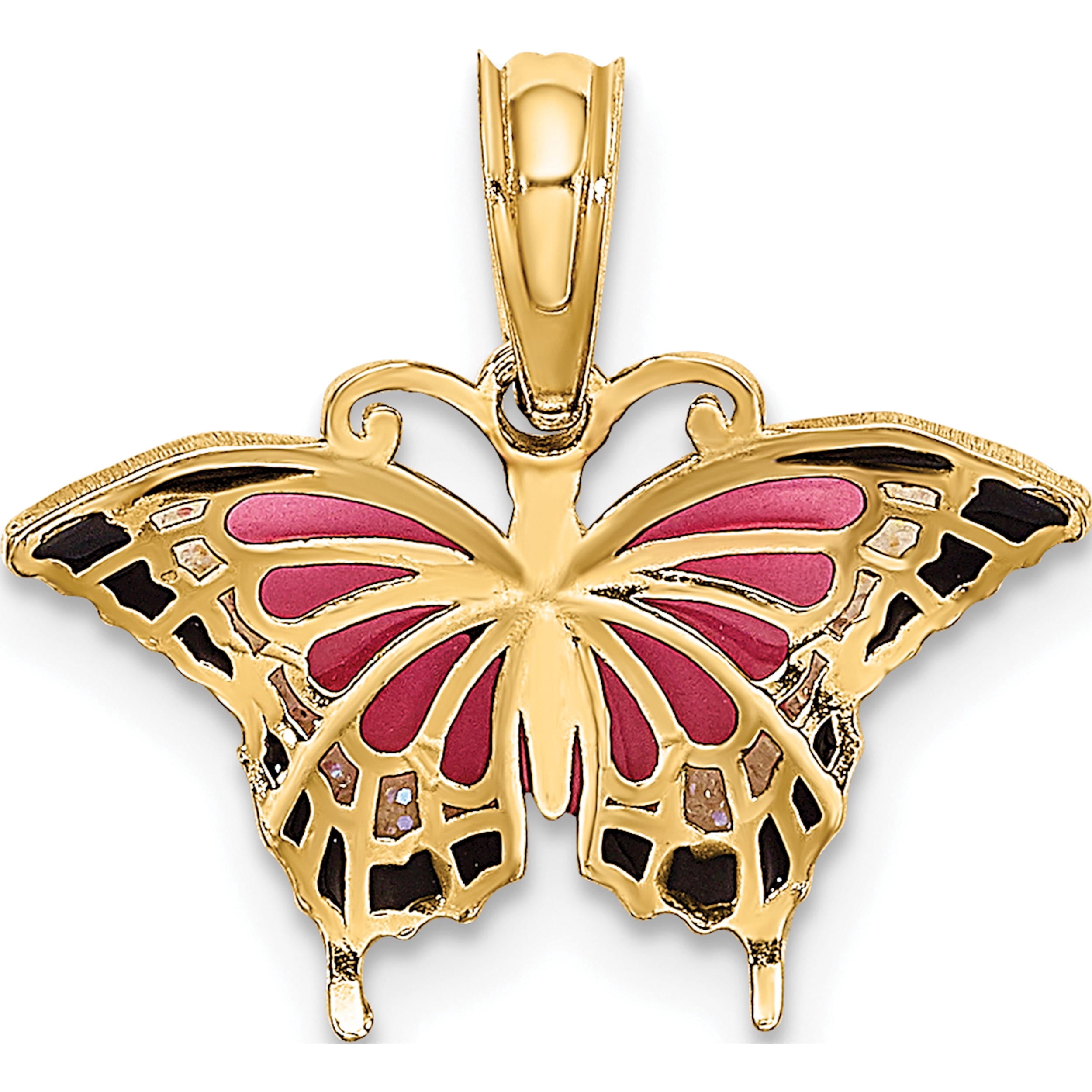 10K Small Enameled Pink Butterfly Yellow Gold Material Breathtaking Glamorous Gorgeous Perfect for adding elegance to any outfit