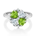 thumbnail image 2 of Gem Stone King 925 Sterling Silver Green Peridot and Moissanite Ring for Women (2.08 Cttw, Heart Shape 5MM, Gemstone August Birthstone, Size 7), 2 of 3