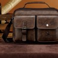 thumbnail image 2 of Bolsa bandolera Likrtyny de cuero PU Para hombre Vintage con múltiples bolsillos Marrón oscuro, 2 of 8