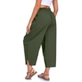 thumbnail image 4 of Women's Plus Size Capris with Pockets and Drawstring Wide Leg Casual Cropped Trousers, 4 of 6