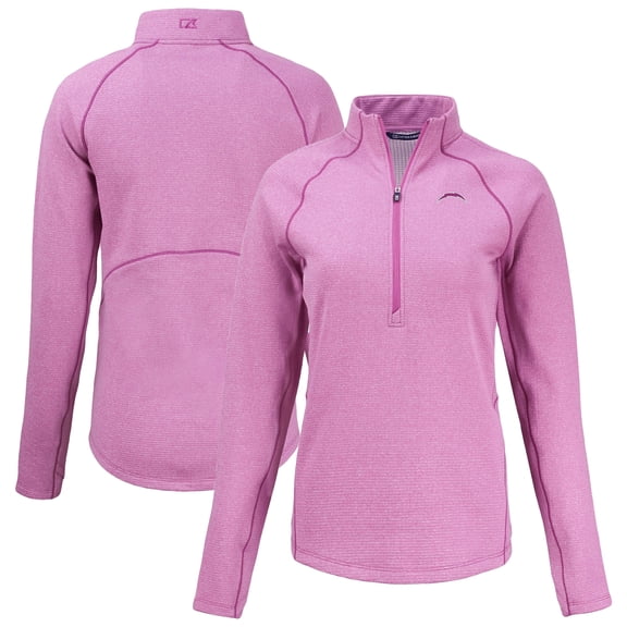 Women's Cutter & Buck Pink Los Angeles Chargers Peshastin Eco Fleece Recycled Half-Zip Top