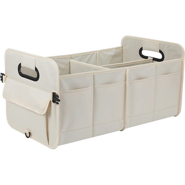 Car Trunk Organizer - Collapsible Multi Compartment Storage with Adjustable Straps for SUV