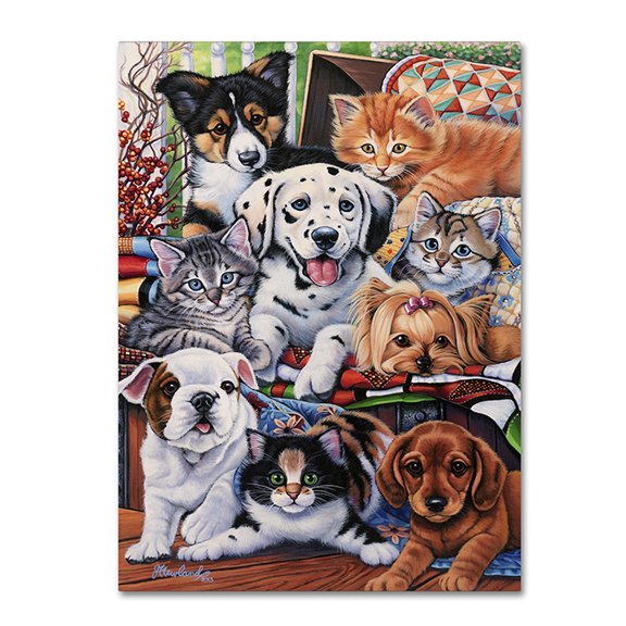 Trademark Fine Art 'Country Pups and Kittens II' Canvas Art by Jenny Newland