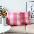thumbnail image 4 of 18 x 18In Farmhouse Outdoor Decorative Square Throw Pillow Covers Pink and White Buffalo Check Plaid Cushion Cases Pack of 2, 4 of 7