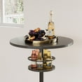 thumbnail image 6 of VECELO Pub Table Round Bar Height With Wine Rack Metal Base MDF Top, 36.2-Inch Height,Dark Black, 6 of 9