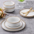 thumbnail image 5 of Vesteel Dinnerware Sets for 4, 12-Piece Stoneware Dish and Bowls Set, Handmade Reactive Glaze Coupe Plates Set for Family, Chip & Scratch Resistant - Seashell White, 5 of 10