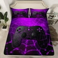 thumbnail image 2 of Feelyou Futuristic Game Console Queen Sheet Sets, Purple Spider Web Gamepad Flat Sheet, Teens Kids Boys Girls Queen Fitted Sheet, Microfiber Bedroom Decor, 4-Piece, 2 of 7