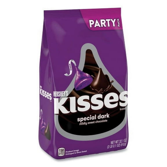 Hershey's KISSES Special Dark Chocolate Candy, Party Pack, 32.1 oz Bag, Each