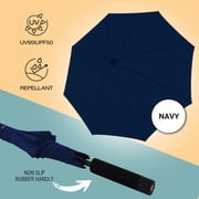 Knirps U.900 Ultra Light XXL Manual Open Close 52in Rain Umbrella in Navy – Large Quick Dry Double Canopy, Weighs 9oz, Windproof Up to 75mph - Durable Aluminum Carbon Frame & Non Slip Handle
