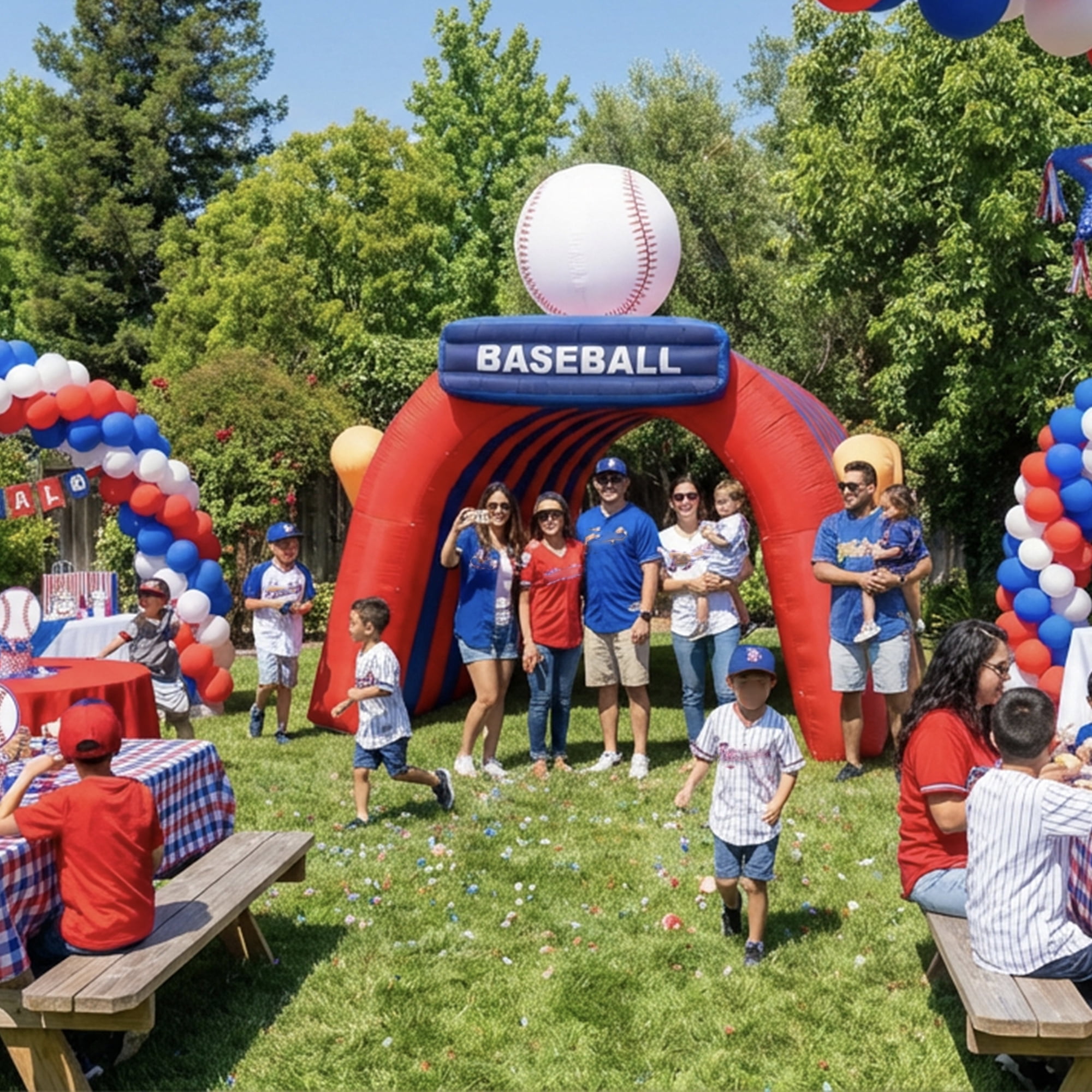 Wellcomer Inflatable Baseball  Tunnel, Entrance Sport Tunnel Tent with Blower