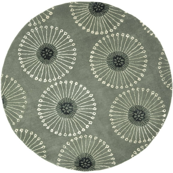 SAFAVIEH Soho Adeline Floral Wool Area Rug, Grey/Ivory, 6' x 6' Round