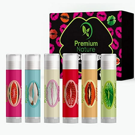 LipBalm Variety 6 Pack - Assorted Flavors Natural for Dry Chapped Lips - Best Lip Plumper with Vitamin E Coconut Premium Nature