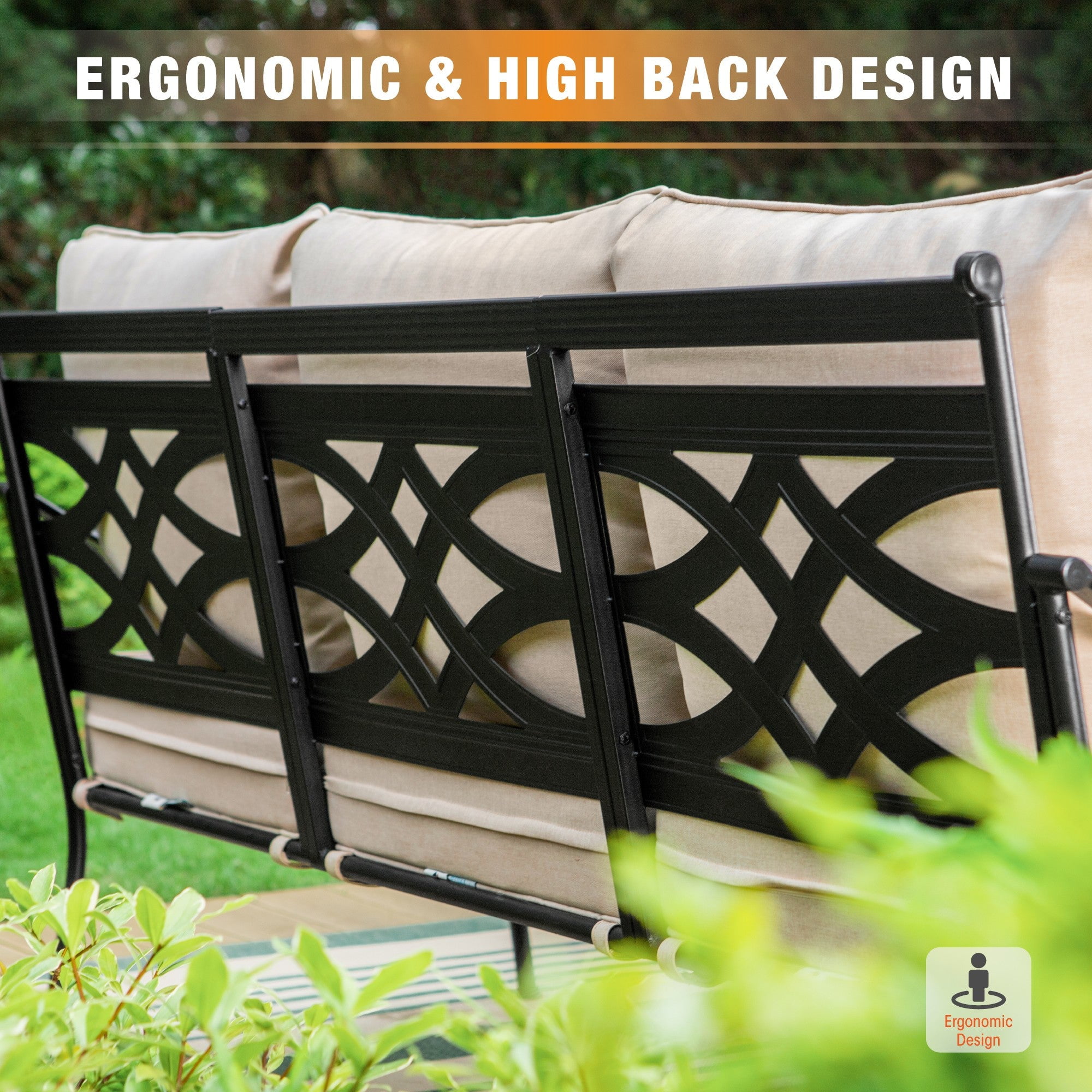 Sophia & William 4 Pieces Metal Patio Furniture Set Outdoor Sectional Conversation Set, Beige