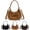 (Brown), variant on Casual Suede Plush Crossbody Bag with Bow, Vintage Suede Shoulder Bag with Zipper, Faux Fur Adjustable Shoulder Bag(Coffee)