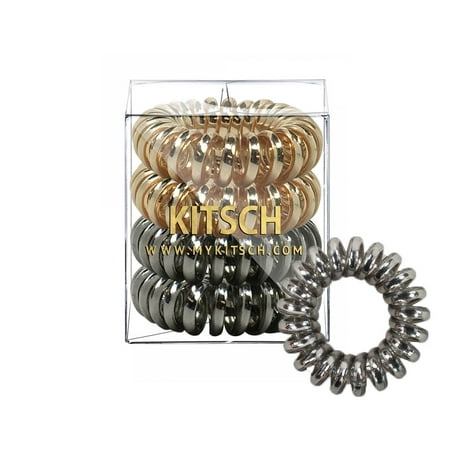 Kitsch 4 piece hair CliquidSet , Top Rated & Best Value Phone Cord Hair tie ,