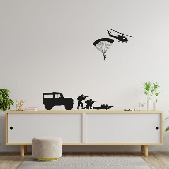 Military Vehicle Truck Military Swat Team Army Men Soldier Wall Sticker Art Decal for Girls Boys Room Rooms Playroom Bedroom Gym House Home Decor Stickers Walls Art Vinyl [Style 2] Size (22x30 inch)