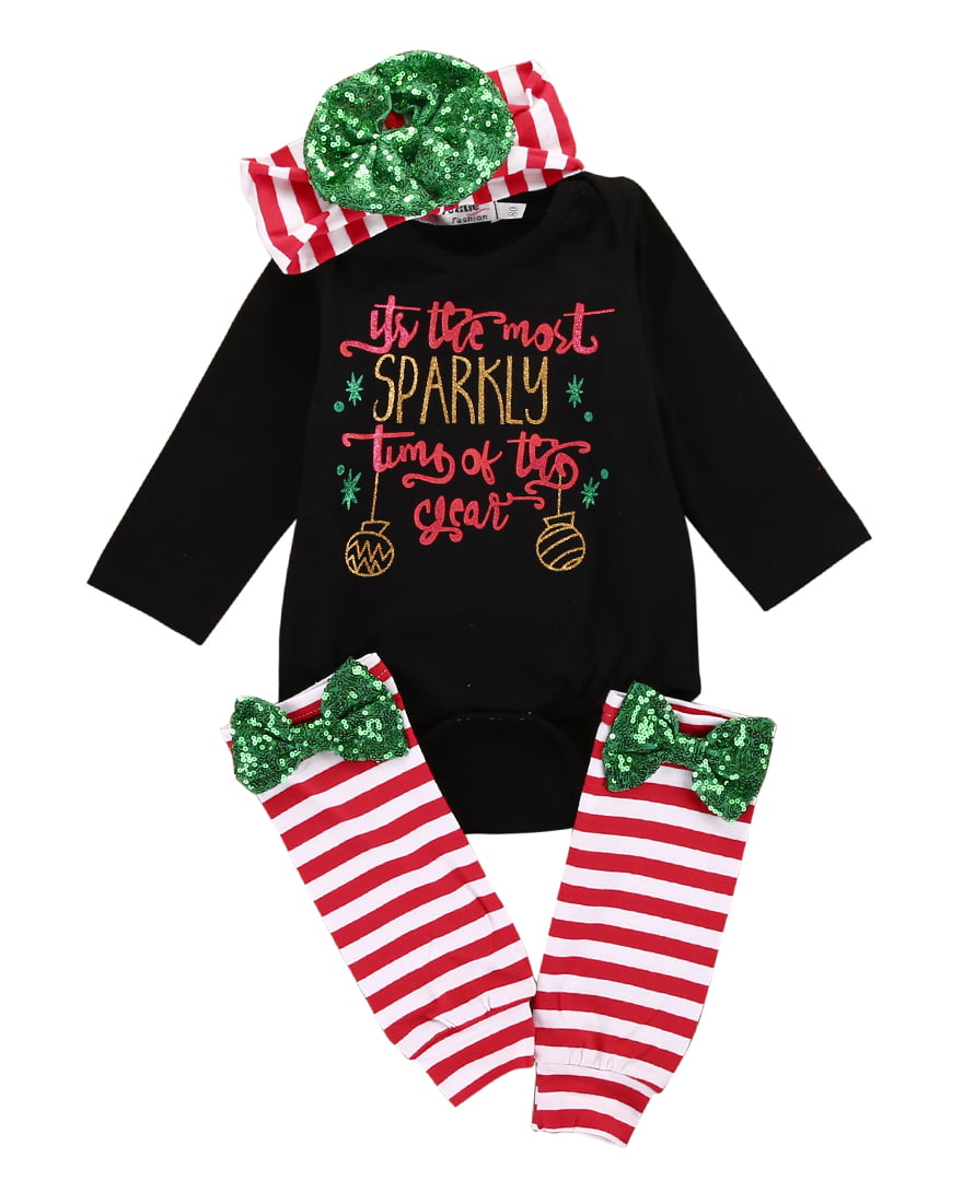 Newborn Kids Baby Girl Boy Romper Tops Jumpsuit Pants Christmas Outfits Clothes 