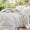 White (No Comforter), variant on 100% Washed Cotton Striped Duvet Cover Queen – Jacquard Textured Soft Breathable Lightweight Bedding Set 3 Pieces Comforter Cover with Zipper & 8 Ties, Harbor Blue