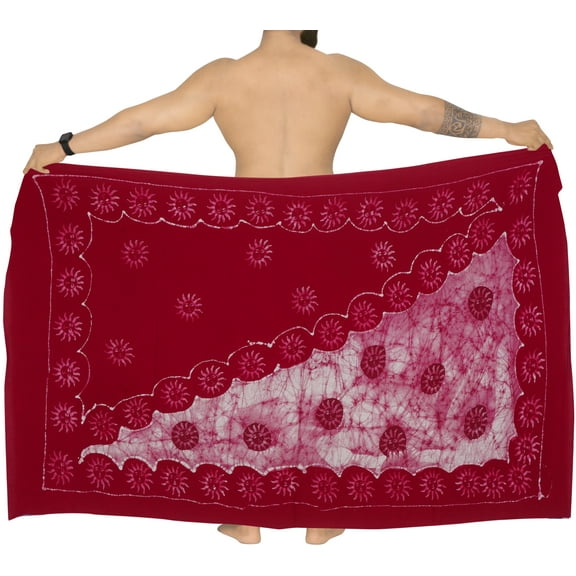 HAPPY BAY Men's Pareo Regular Surfing Dashiki Sarong Long Swim Beach Wrap One Size Allover Sun, Red Summer Vacation Party