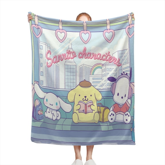 Cartoon Sanrio Blanket , Super Soft and Warm Blankets for Couch, Sofa and Bed Textured, Cozy, Fuzzy and Lightweight