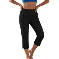 thumbnail image 2 of Bloomae Linen Capri Pants for Women Wide Leg Comfy Lightweight Casual Side Slit Summer Beach Elastic High Waist Capris Cropped Lounge Trousers with Pockets, 2 of 9