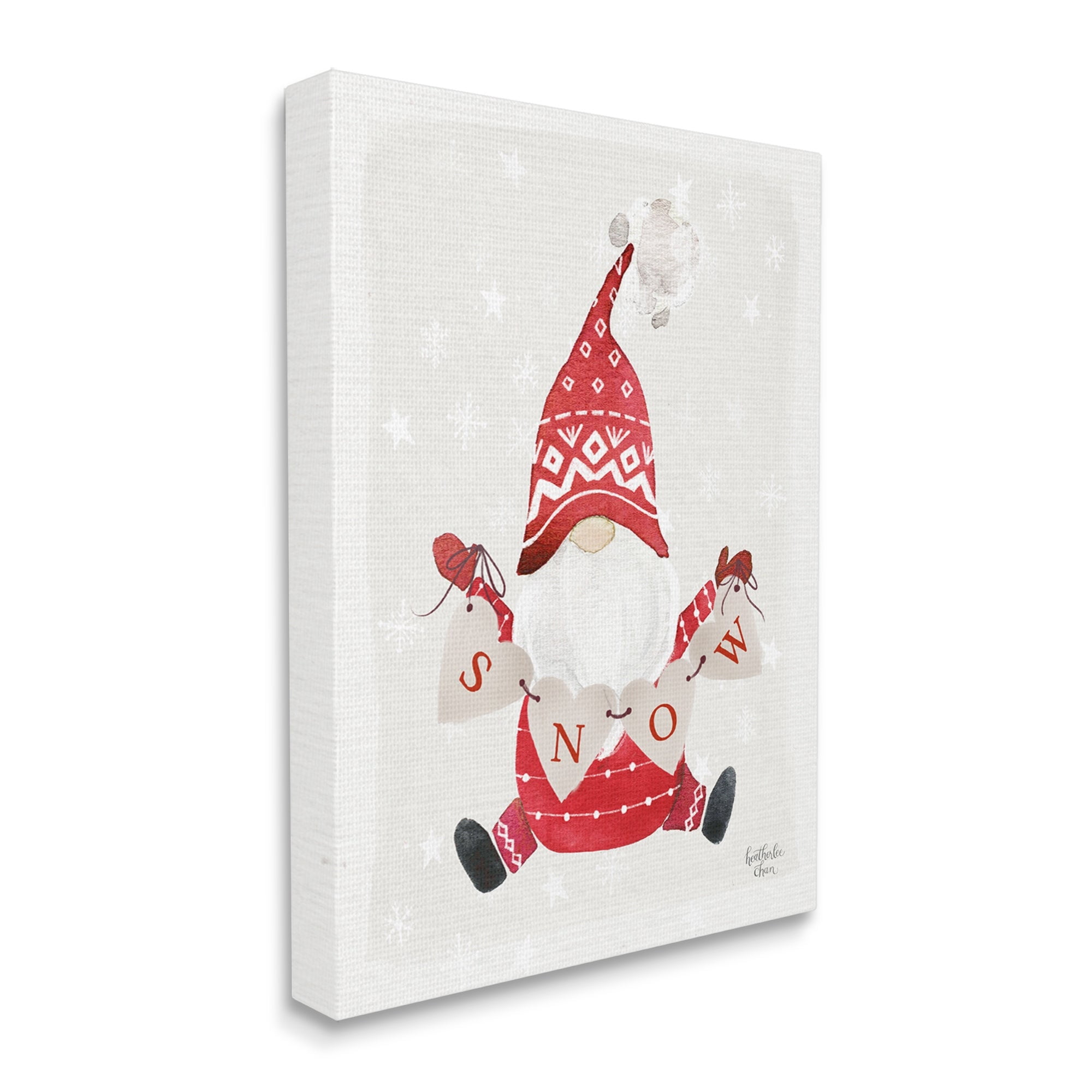 Stupell Industries Holiday Snow Banner Patterned Red Garden Gnome Graphic Art Gallery Wrapped Canvas Print Wall Art, Design by Heatherlee Chan
